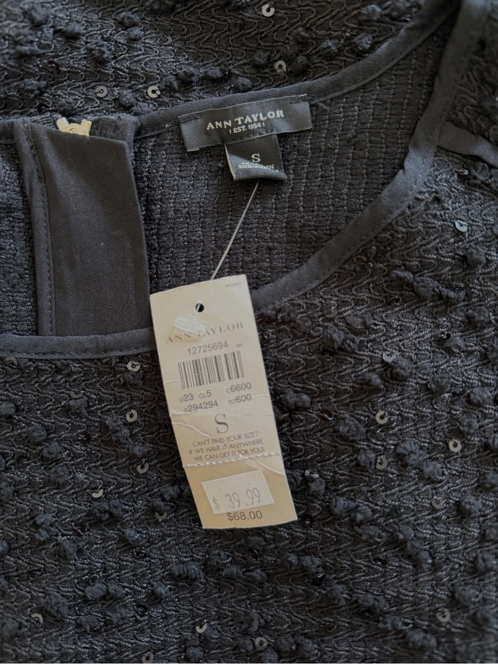 Ann Taylor Black Sequin Embellished Sleeveless Top